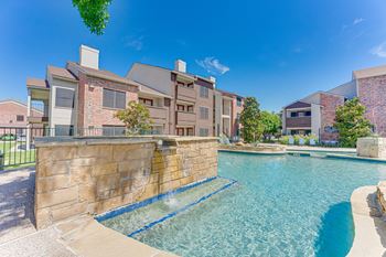 Swimming pool in front of a building